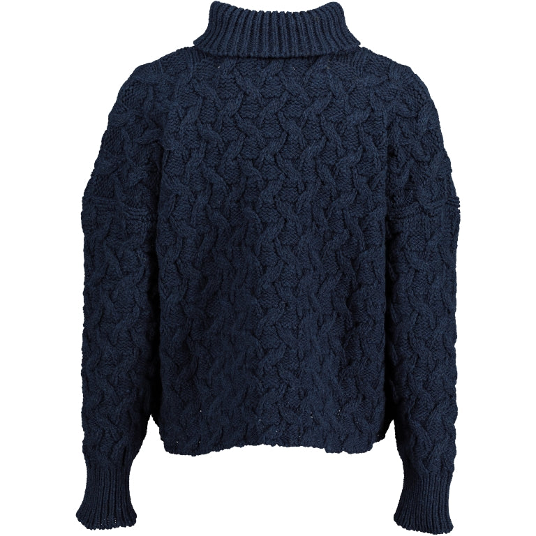 Pull d’Aran court et à col roulé – Bleu Marine – McConnell  - dos