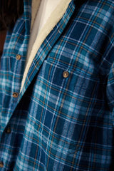 Chemise femme chaude doublée en flanelle de coton – Tartan Bleu - Lee Valley - détail poche