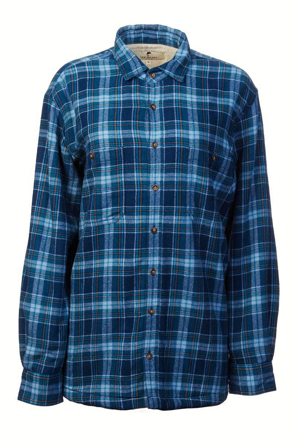 Chemise femme chaude doublée en flanelle de coton – Tartan Bleu - Lee Valley