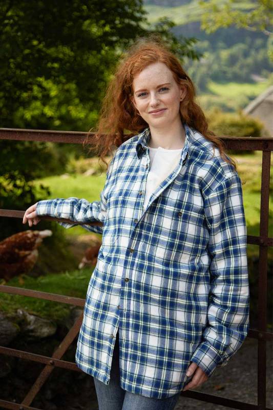 Chemise femme chaude doublée en flanelle de coton – Tartan Douglas Bleu - Lee Valley