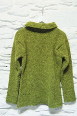 Pull à col bateau et bords à chevrons - Vert Pomme – Rossan Knitwear - derrière