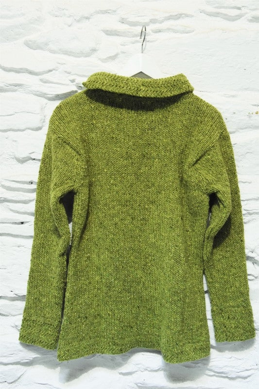 Pull à col bateau et bords à chevrons - Vert Pomme – Rossan Knitwear - derrière