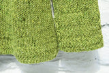 Pull à col bateau et bords à chevrons - Vert Pomme – Rossan Knitwear - détail poignet et bord