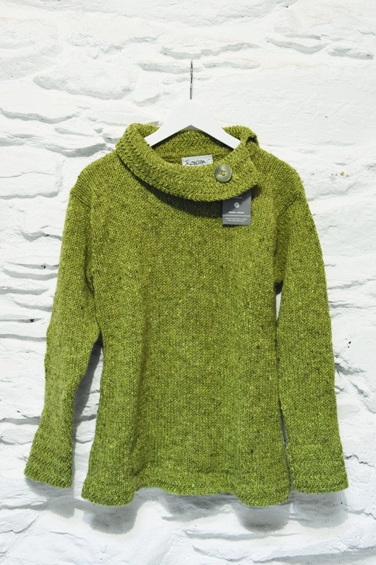 Pull à col bateau et bords à chevrons - Vert Pomme – Rossan Knitwear
