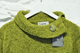 Pull à col bateau et bords à chevrons - Vert Pomme – Rossan Knitwear - détail col