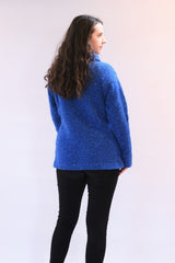 Pull à col bateau et bords à chevrons - Bleu Vif – Rossan Knitwear - derrière