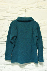 Pull à col bateau et bords à chevrons - Turquoise – Rossan Knitwear - dosPull à col bateau et bords à chevrons - Turquoise – Rossan Knitwear - dos