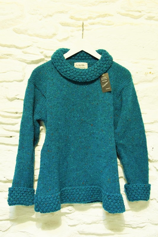 Pull à col roulé et évasé - Turquoise – Rossan Knitwear“ Turquoise â€“ Rossan Knitwear - front