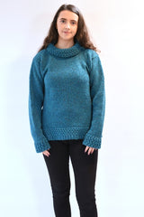 Pull à col roulé et évasé - Turquoise – Rossan Knitwear