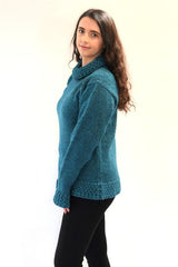 Pull à col roulé et évasé - Turquoise – Rossan Knitwear - côté