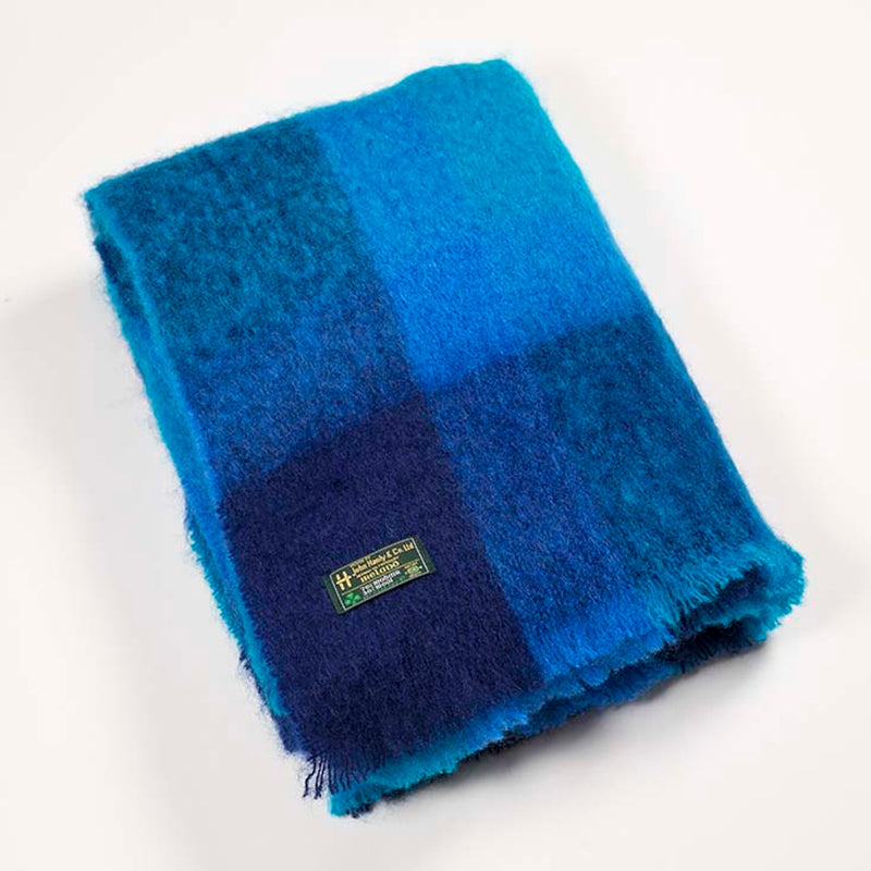 Couverture en Mohair - bleu à carreaux - John Hanly