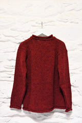 Pull à col round et à bords roulottés – rouge – Rossan Knitwear - dos